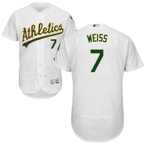 Athletics #7 Walt Weiss White Flexbase Authentic Collection Stitched MLB Jersey - Click Image to Close